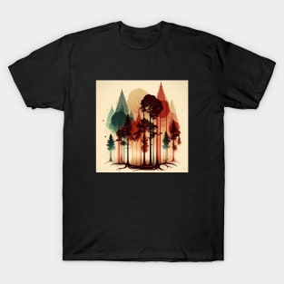 Autumm Forest Minimal Design, Adventure and Hiking T-Shirt